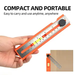 Multifunctional Lock Hole Installation Ruler, Foldable Portable Marking Ruler for Woodworkers, Horizontal Markbase with Scale Measuring Tool