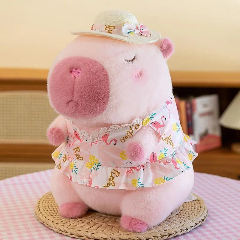 12 in Cute Animal Design Capybara Plush Toy - Soft Stuffed with Tropical Shirt, Huggable Stuffed Animal for Kids, Bedtime Cuddling Companion