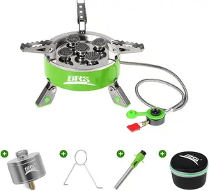 7000W camping stove portable propane butane powerful 5-burner windproof gas stove suitable for outdoor hiking, picnicking, kitchen emergency stove