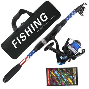 American Style Telescopic Fishing Rod Set, Includes Spinning Reel Accessories, Ultra-Light Compact Storage, Non-Slip Handle, Family Camping Gear