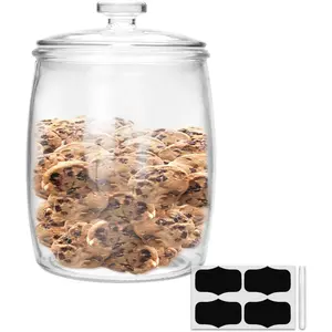 1 Gallon Glass Jars, Cookie Jar & Candy Jar with Lid, Large Food Storage Container, Glass Jar with Lid for Buffet, Coffee & Flour, Ideal for Laundry Room Storage & Pantry