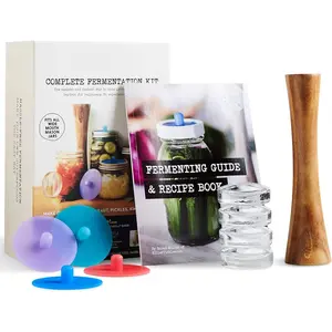 Complete Mason Jar Fermentation Kit - Pickle Kit, Sauerkraut Making Kit Pickle Container - Fermentation Airlock Lid Wide Mouth Mason Jar