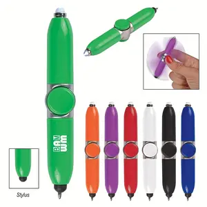 Fidget Spinner Pen with LED Light, Rotating Office Ballpoint Pen, Touchscreen Compatible, Holiday Gift