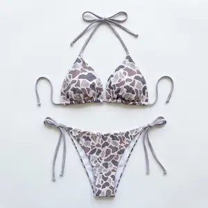Grey Camo Bikini Set for Women, Trendy Style Two- Piece Bikini Set For Women, Bikini Set, Women swim wear, Beach wear bathing suit