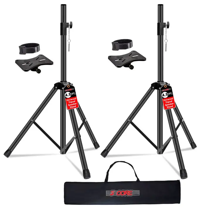 5 Core Speaker Stand Pair Height Adjustable 54" Heavy Duty PA DJ Tripod Studio Monitor Stands