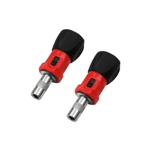 2 Pack Stubby Ratcheting Screwdriver Short Mini Ratchet Wrench Pocket Key with L R Switch Screw Bit Driver Holder Magnetic 1/4 Hex Socket 75mm Anti-slip Handle