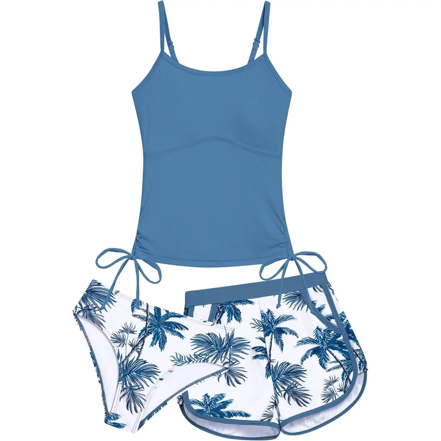 3 Piece Tankini Teen Girls Swimsuit Bathing Suit with Pocketed Swim Shorts, Comfortable Swimwear for Girls Aged 9-16 Years Old