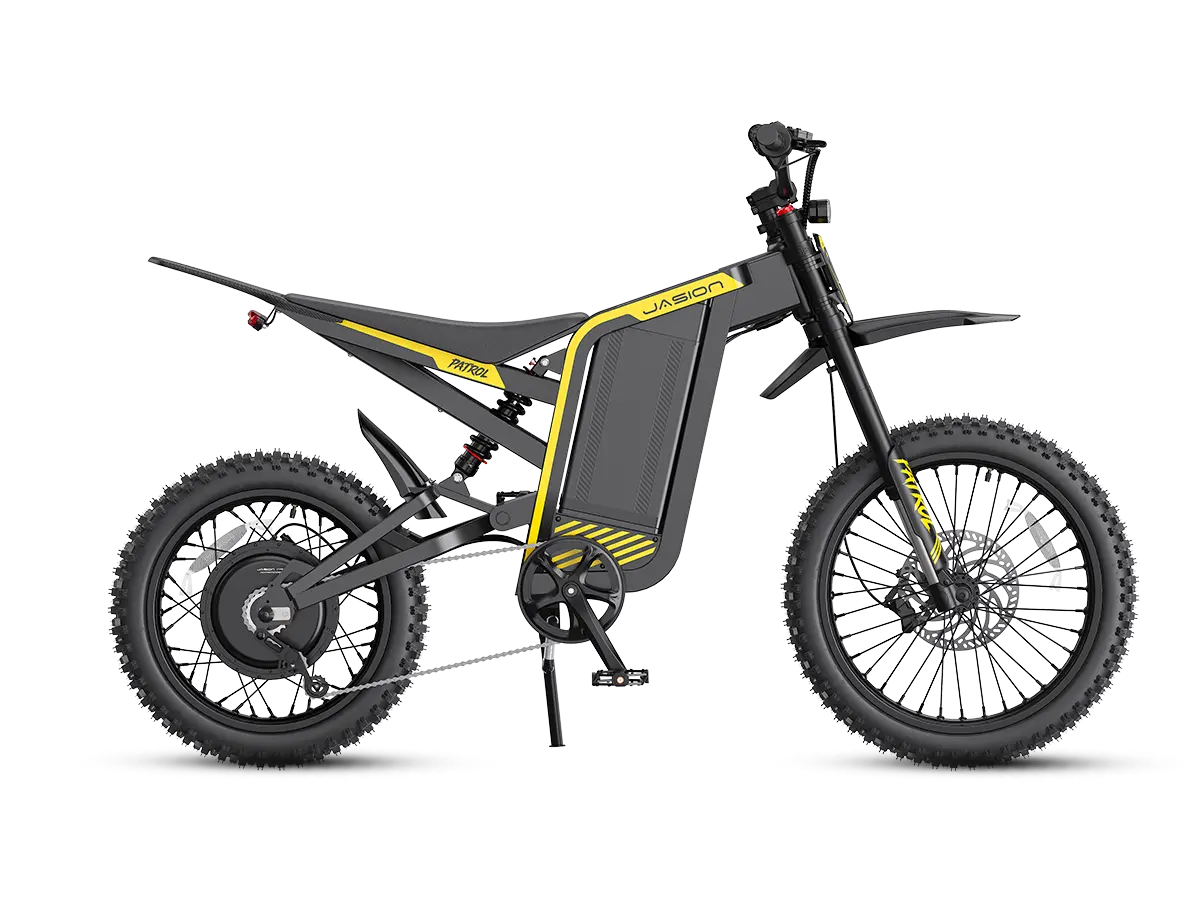 Jasion Patrol Black Knight Adult Off-Road Ebike - 4000W, 40MPH, 52V 30AH Battery, 50-mi Range, 19"/17" Off-Road Tires, Full Hydraulic Brakes, Dual Suspension, 3.5 Hours Charge, Cycling Bike for Trail Riding