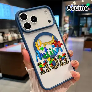 Magnetic Phone Case for iPhone 17 Pro Max 16 Plus 15 14 13 12 11 Air E Proud Autism Mom Pattern Acrylic Back TPU Edges Anti-Fingerprint Ultra Slim Hard Cover Gift