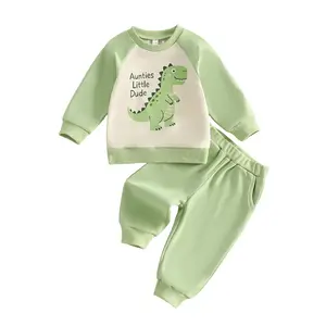 Toddler Baby Little Boy Clothes Set Dinosaur Letter Print Long Sleeve Sweatshirts and Joggers Pants Fall Winter Outfits 3M-3T