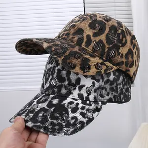 CoolCatGHats Vintage Sparkly Rhinestone Leopard Baseball Cap Cotton Adjustable Sun Hat for Outdoor Everyday Wear