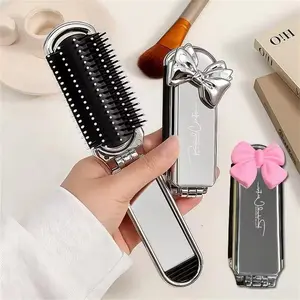 ✨ Foldable Mirror Comb | 2-in-1 Mirror and Comb | Anti-Static & Portable for Easy Storage | Ideal for Travel Use | Professional Styling Tool for Women's Salons | | Hair Styling Combs | Hair Detangling Comb | Anti Static Hairbrush