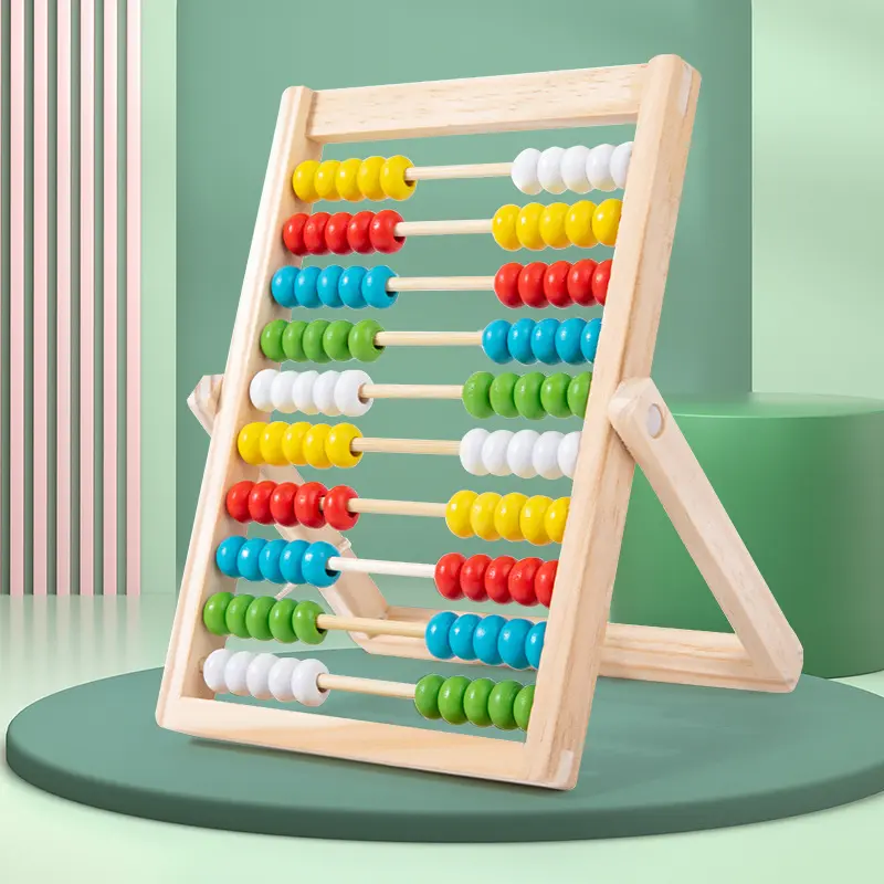 Wooden Abacus - Unisex Math Teaching Aid for Kindergarten & Elementary Students, Hands-On Learning Arithmetic Stick for Addition & Subtraction Practice