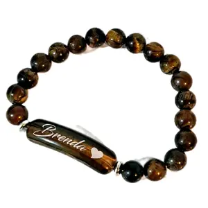 Custom Engraved Red Tiger Eye Beads – Personalized with your choice of Text Mindfulness Bracelet
