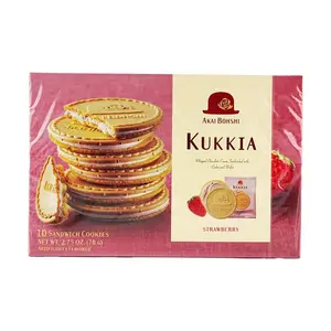 AKAIBOHSHI KUKKIA Strawberry Cream Wafer Rolls 10pcs 78g - Japanese Snack Gift Box, Crispy Sweet Treat