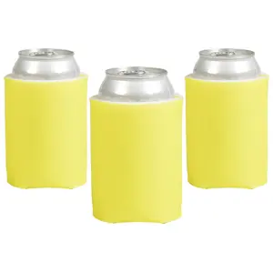 4" x 5 1/4" Soild Color Yellow Foam Standard Can Coolers - 12 Pc.