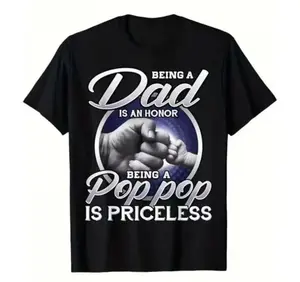 “Being Dad Is an Honor” & “Being PopPop Is Priceless” T-shirt, funny Father’s Day grandpa tee, family love graphic shirt, men’s casual cotton crew neck short sleeve top, vintage-style everyday wear, perfect gift for dad and grandpa