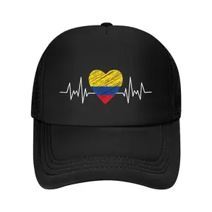 Colombia Flag With Heartbeat Pride Grunge Colombian Flag Baseball Cap