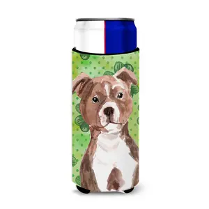 Red Staffie Bull Terrier St. Patrick's  Ultra Hugger for slim cans BB9567MUK