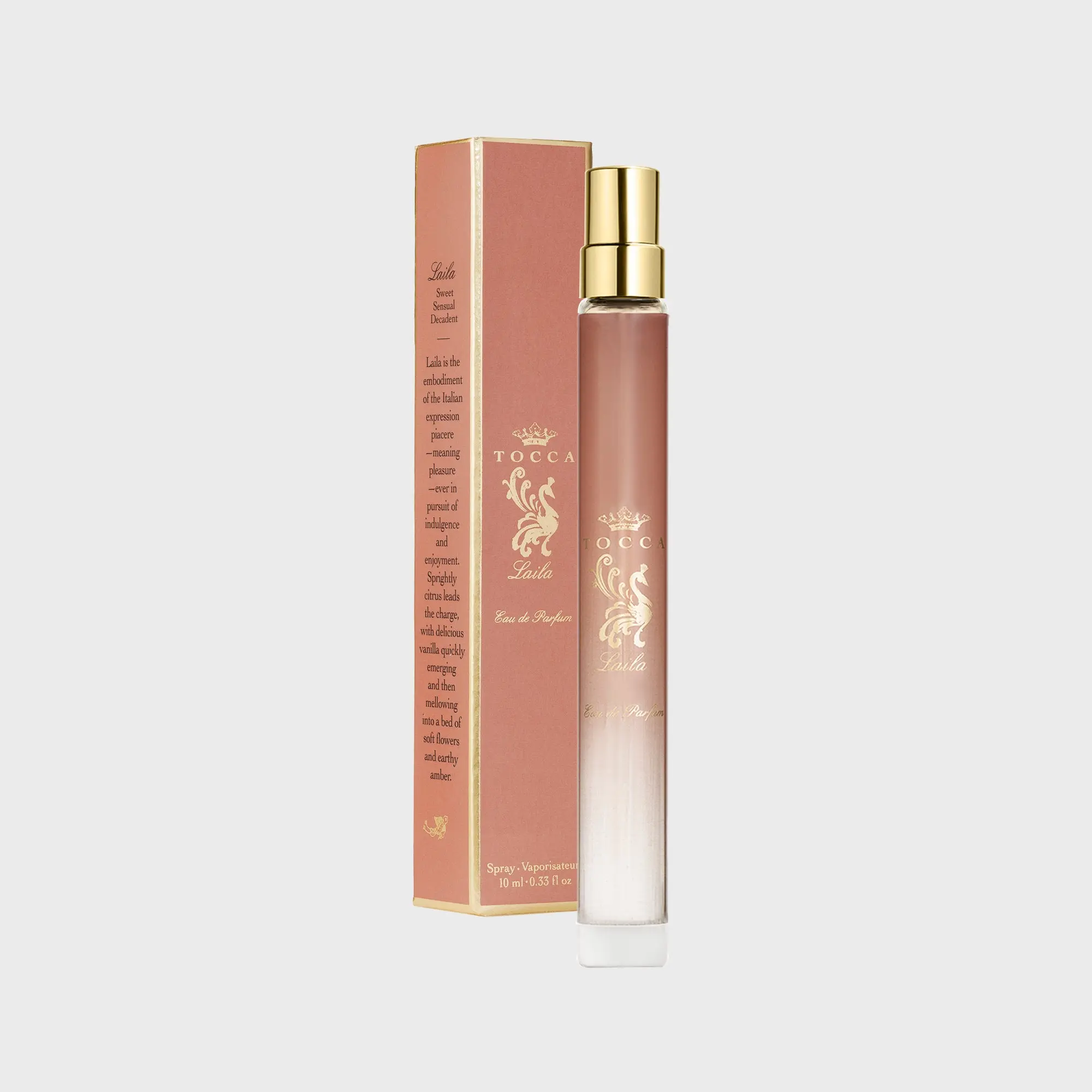 TOCCA Eau de Parfum Travel Spray Laila 10ml - Gourmand Scent with Citrus, Amber, and Vanilla Notes
