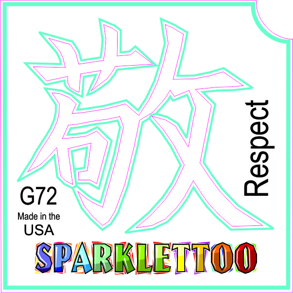 212 MAIN Ruby Red Water Resistant Glitter Look Kid Safe 2-Ply G72-2 Respect Design Glitter Tattoo, Pack of 100, Respect Logo