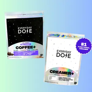 Everyday Dose Coffee+ Mild Roast | Beverage A2 Probiotic Creamer+ | Coffee Blend with Lion's Mane, Chaga, L-Theanine, and Collagen Protein | 14 Serving