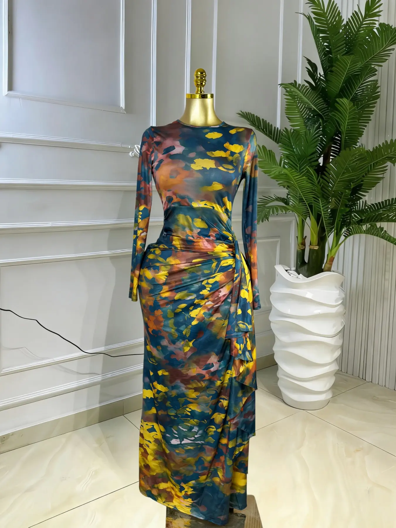 embellished long evening dress Ladivine CR879 Long Prom Dress Silver Nude / 6 main image 0