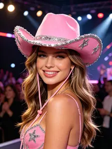 Silver Color Sequin Star Western Cowboy Hat, Y2K Sweet Cool Style, Perfect for Music Festivals, Parties, Role Play, Holiday Balls, Stage Performances