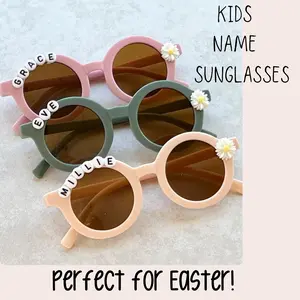 Floral Daisy Girls Personalized Name Sunglasses | Toddler, Kid or Baby Gift | Baby Girl Personalized Birthday Gift Sunglasses