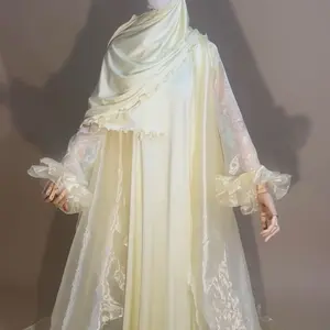Thee Cream Organza Abaya