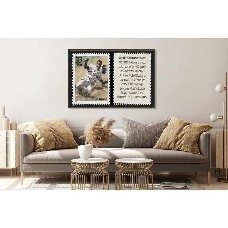 Baseball Legend JACKIE ROBINSON, Jackie Robinson Stamp Poster, Baseball Wall Art, Man Cave Gift