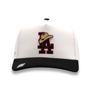 LA Sombrero White with Black BiggBoss Hat Featuring Distinctive Logo Design
