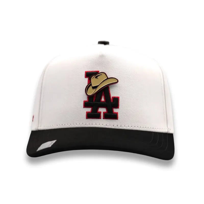 LA Sombrero White with Black BiggBoss Hat Featuring Distinctive Logo Design
