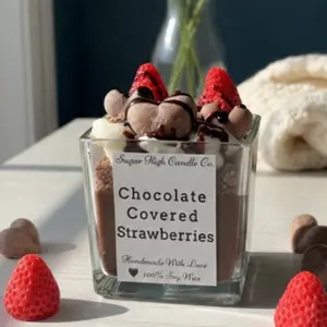 Sugar High Candle Co. Chocolate Covered Strawberries Scented Candle Handmade With Love 100% Soy Wax