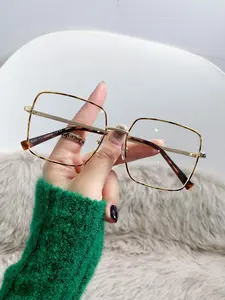 Cute Brown Square Frame Anti-blue Light Eyeglasses, Stylish Square Frames, Fashion Eyeglasses for Women & Men, Fashion Eyeglasses for Work, Daily Clothing Decor, for Student Daily Use, Square Frame Eyewear