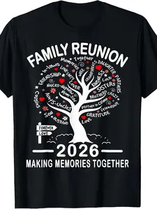 Making Memories 2026 Family Reunion T-Shirt - Retro Matching Group Shirts Suitable for - Wear Round Neck Graphic Tees with Year for Family Outfits & Events Machine Washable