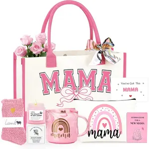 New Mom Gifts, First 1st Mothers Day Birthday Gifts for New Mom Care Package After Baby Postpartum Present for Expecting Mama Basket Set of 7