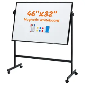 Whiteboard Easel, Magnetic White Board Dry Erase, Porbable Boards Height Adjustable, Dry Erase Board with Stand for School, Office and Home, Silver Aluminium Frame