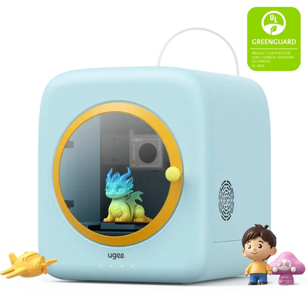 UGEE Funbox 3D Printer — Smart FDM 3D Printing with AI Modeling, 500mm/s High-Speed, WiFi 6 Connectivity, HEPA Air Filtration, Auto Filament & Power Recovery, 120×120×120mm Compact Build Volume, Fully Portable Design for Beginners & Creators, 60W