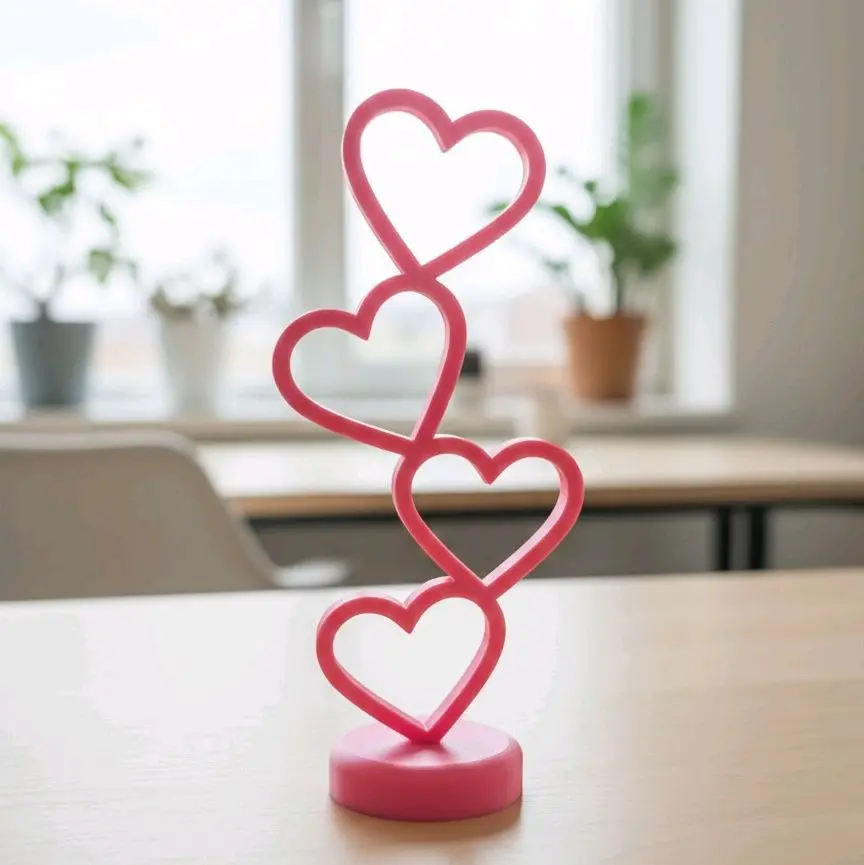 3D Printed Heart Tower - Heart Shape Design - Ideal for Valentine's Day Gifts