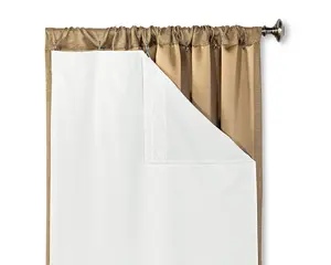 White Thermal 100% Blackout Rod Pocket Curtain Liner - Set of 2