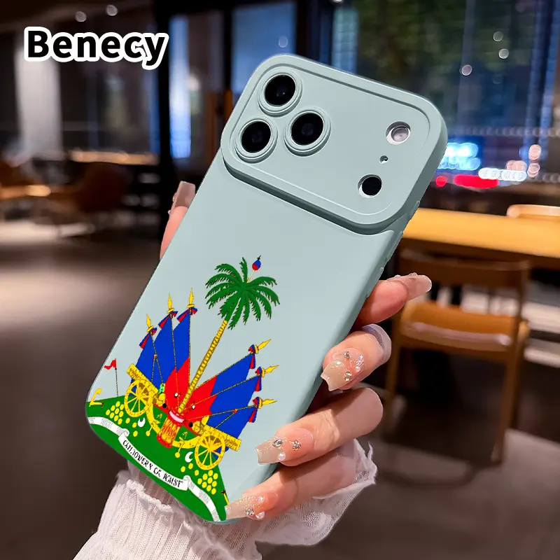 Flocked Full Body Silicone TPU Cellphone Case for iPhone 17,16 Pro,15,14,13 Pro Max Plus - Durable Full-Coverage Casing, Soft Large Window, Palm Banner Pattern, Anti-Drop Shockproof, Raised Edges, Easy Grip Handheld Devices Accessory