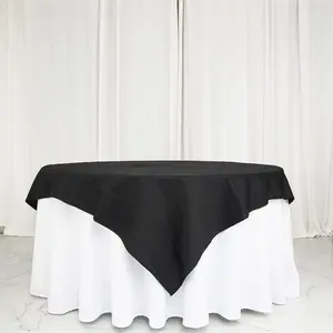 100% Cotton Square Table Overlay 70"x70" Black Linen - Soft & Breathable Table Topper