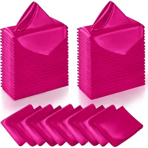 60 Pieces Hot Pink Satin Napkins - 20x20 Inches Cloth Napkins, Square Satin Fabric Napkin Set - Soft & Reusable Table Napkin for Wedding Dinner Party Lunch