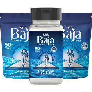 Baja Mineral Sea Salt Fine Grind 10oz Shaker + 8oz Resealable Bag 2 Pack| 100% Natural & Unrefined, Hand-Harvested Visit the Saltix Store