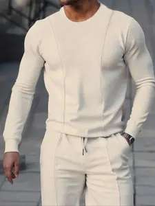 Men's Waffle Texture Long Sleeve T-Shirt, Fitted, Soft Comfortable Fabric, Casual Fit Design, Perfect for Daily Wear and Outdoor Activities