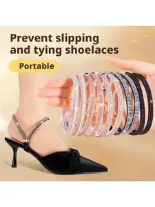 High Heel Anti-Slip Straps, No Installation Needed, Luxury Elastic Adjustable Straps with Rhinestones, Fixed Binding Straps, Shoelace