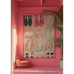 [Sale off up to 65%][Free Ship][No Frame] Vintage Heels Poster, Pink Vogue Fashion Wall Art, Girly Photography Print, Preppy Above Bed Decor, Trendy Dorm Aesthetic Print
