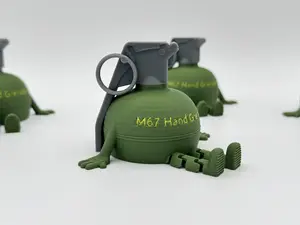M67 Grenade Buddy with pullable pin | 3D Printed Tactical Desk Toy, Military Office Decor