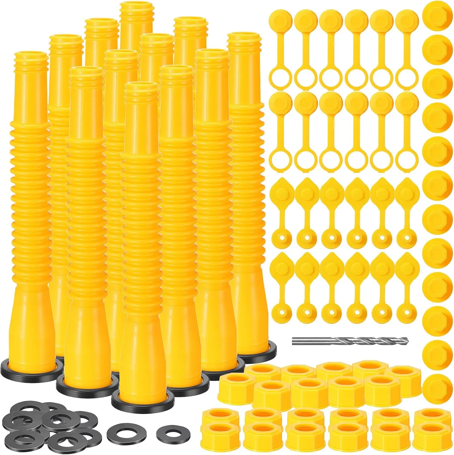 12 Kit Gas Can Spout Replacement Set Gas Can Nozzle Kit Includes Gas Tank Nozzle Gas Can Caps Spout Cap Gasket Vent Cap Drill Bit Fit  1/2/5/10 Gal Oil Cans